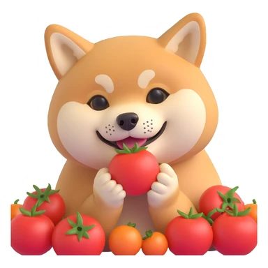 shiba inu eating tomatoes sticker
