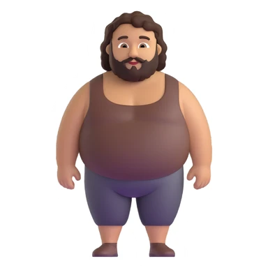tan guy with mid-length brown and black curly hair like LaMelo Ball, beard, chubby build sticker
