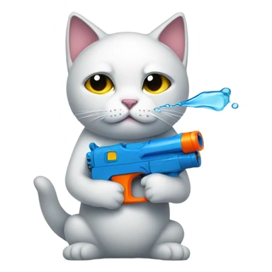 A sad cat with a water gun  sticker