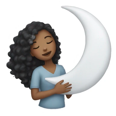 mixed girl hugging moon sticker