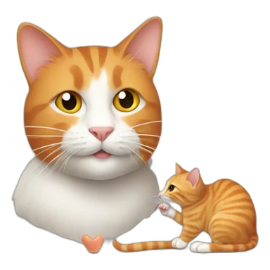 a ginger cat eating a grey mouse sticker