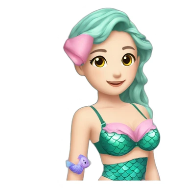 young mermaid sweet cute adorable training bra bow-on-bra sticker