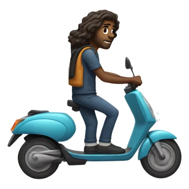 delivery man with long wavy hair on e-scooter sticker