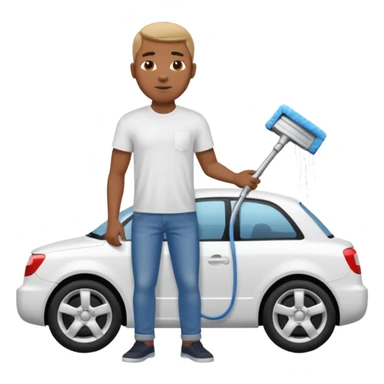 car washer black man with car  sticker