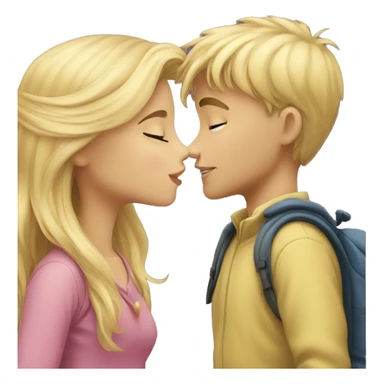 Blond girl kisses a blond boy sticker