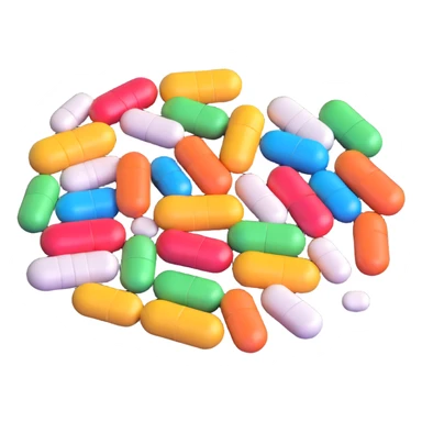plate with supplement pills and capsules instead of food sticker