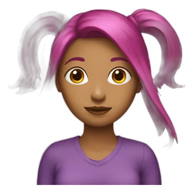 Girl with long bob magenta hair  sticker