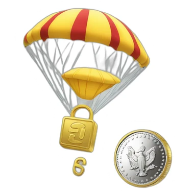 coin with parachute sticker