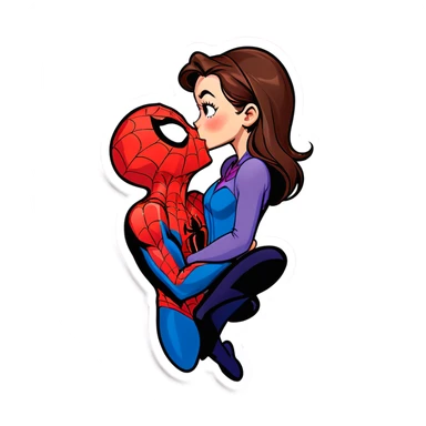Spiderman kiss Disney girl sticker