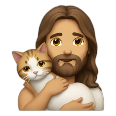Jesus holds a cat in his arms and cries sticker