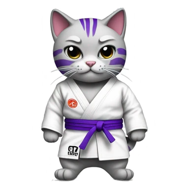 jiu-jitsu cat with purple belt sticker