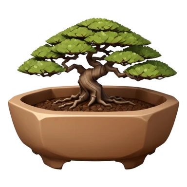 Empty bonsai pot with angular faceted asymmetrical original shaped body  sticker