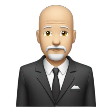 bald guy,-white-goatee,bebop hat, suit sticker