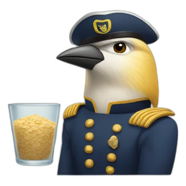 Captain bird's eye contemplating oatmeal sticker