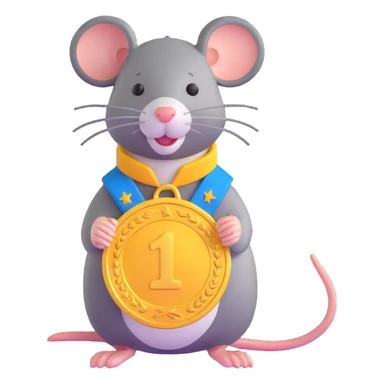 rat with a gold medal and ribbon sticker