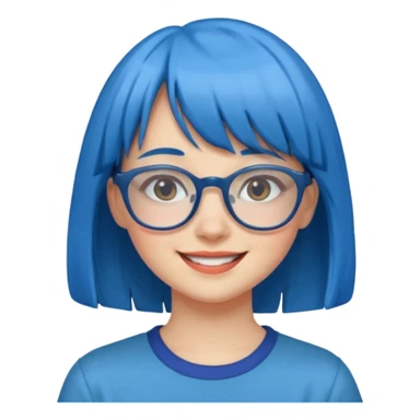 girl with bangs and blue hair and glassess sticker