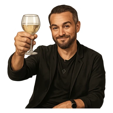 Герой на фотографии в позе и выражением лица из знаменитого мема с Ди Каприо из Великого Гэтсби, слегка рисованный, но при этом реалистичный объемный стиль, прозрачный фон sticker