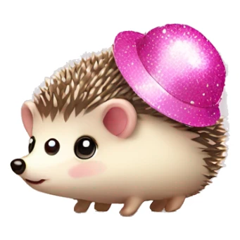 Cute Hedgehog with pink glitter bonnet sticker