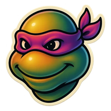 generate the face of a ninja turtle
Without showing teeth
It can't be green
maybe with a Nina mask instead of those stripes sticker
