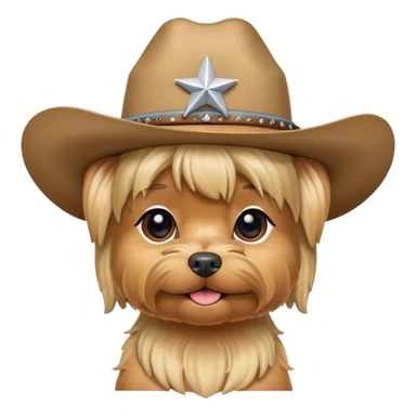 Blonde yorkie in a cowboy hat sticker