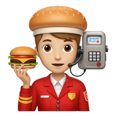 burger place employee with intercom  sticker