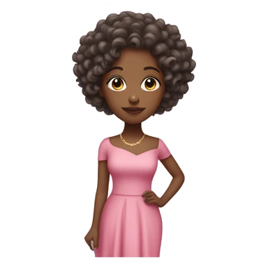 lighter skinned Black woman with curly hair and a cute pink elegant dress  sticker