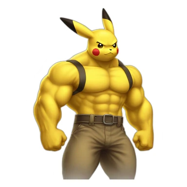 Big strong muscles pikachu yellow  sticker