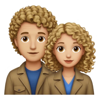 couple male dirty blonde hair female curly dark brown hair sticker