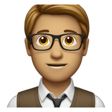 Nerd with long brown straight hair and glasses  sticker