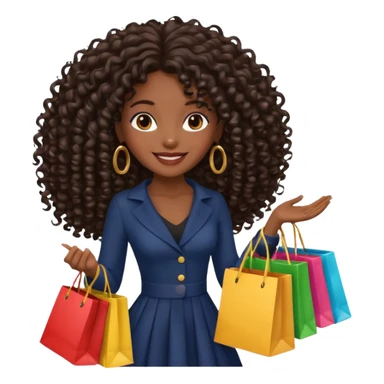 black girl with long hair and elegant outfit holding shopping bags  sticker
