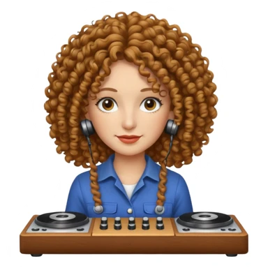 pioneer-woman with curly hair dj-mixer sticker
