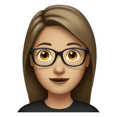 Woman with brown hair and blue eyes wearing black glasses sticker