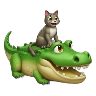 Un chat sur un crocodile sticker