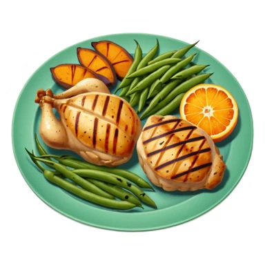 1 protein (chicken, fish)
 + 2 (or more) veggies
 + 1 starch (sweet potato or grain) sticker