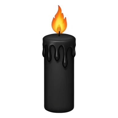 Black wax candle with eerie flame, minimalist gothic iOS emoji sticker