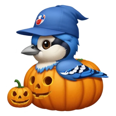 bluejay with Halloween pumpkin hat with bluejay baseball sticker sticker