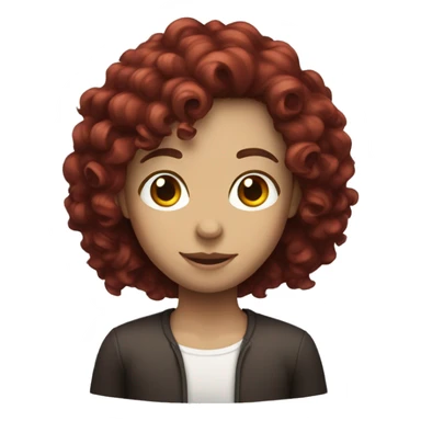 long dark red haired with curly hair and white skin  sticker