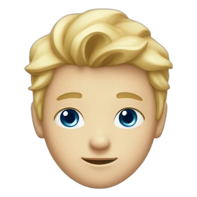 13y old blond boy with blue eyes, Hair forward so that it sits straight across his forehead to just before his  sticker