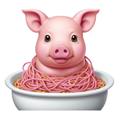   renaissance portrait of monalisa as a pig with pink spaghetti and spam slop background  sticker
