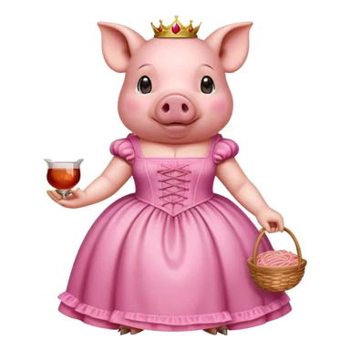   renaissance monalisa pig with pink spaghetti background  sticker