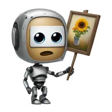artificial intelligence holding its painting sticker