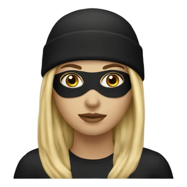 Blonde woman wearing a black ski mask  sticker