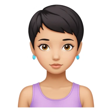 tan girl black hair pixie cut cute pastel colors skin care sticker