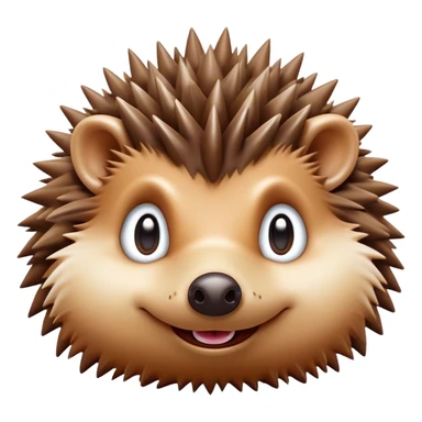 Cinematic Comical Hedgehog Portrait Emoji, Head tilted dramatically with an exaggeratedly amused expression, featuring a striking spiky brown Fur with a quirky, scrunched-up face and wide, expressive eyes filled with playful disbelief, Simplified yet hilariously expressive features, highly detailed, glowing with a slightly sassy glow, high shine, dramatic yet playful, stylized with an air of cheeky mischief, bright and endearing, soft glowing outline, capturing the essence of a spirited and over-the-top hedgehog, so meme-worthy it feels like it could roll its spines into internet fame instantly! sticker