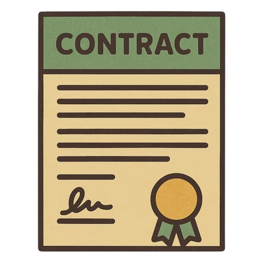 contract document, professional style, green gold and white color scheme, bold and clear, suitable for digital use, no background sticker