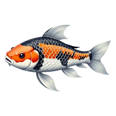 black white Koi fish sticker