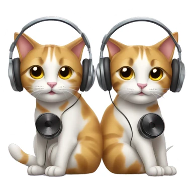 two cats listening to music sticker