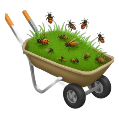 Wheelbarrow filled with bugs sticker