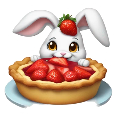 Bunny eating a strawberry pie  sticker