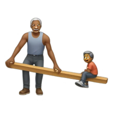 old and young balence see saw sticker